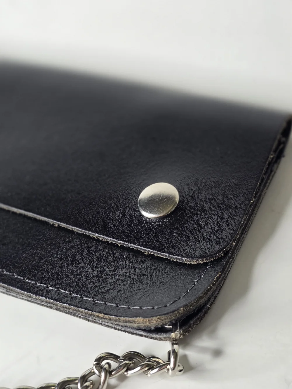 Genuine Leather Wallet with Chain - Black 8
